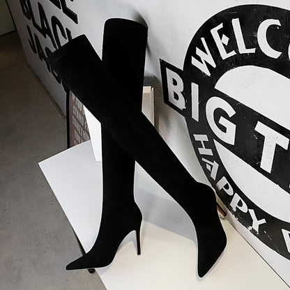 BIGTREE Women's Over-the-Knee High Heel Boots - Stiletto Black