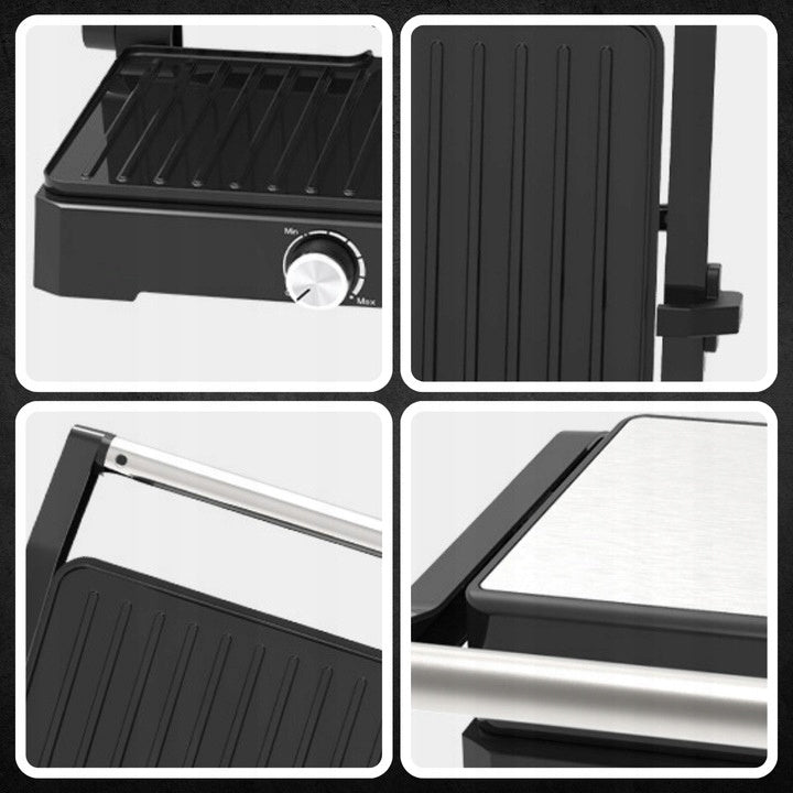 MEMFLOW Electric Panini Grill Toaster 1000W - Foldable Non-Stick