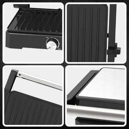 MEMFLOW Electric Panini Grill Toaster 1000W - Foldable Non-Stick