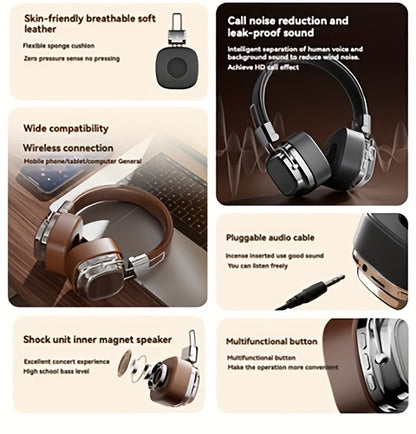 Retro Wireless Headphones - HiFi Deep Bass with 350mAh Battery