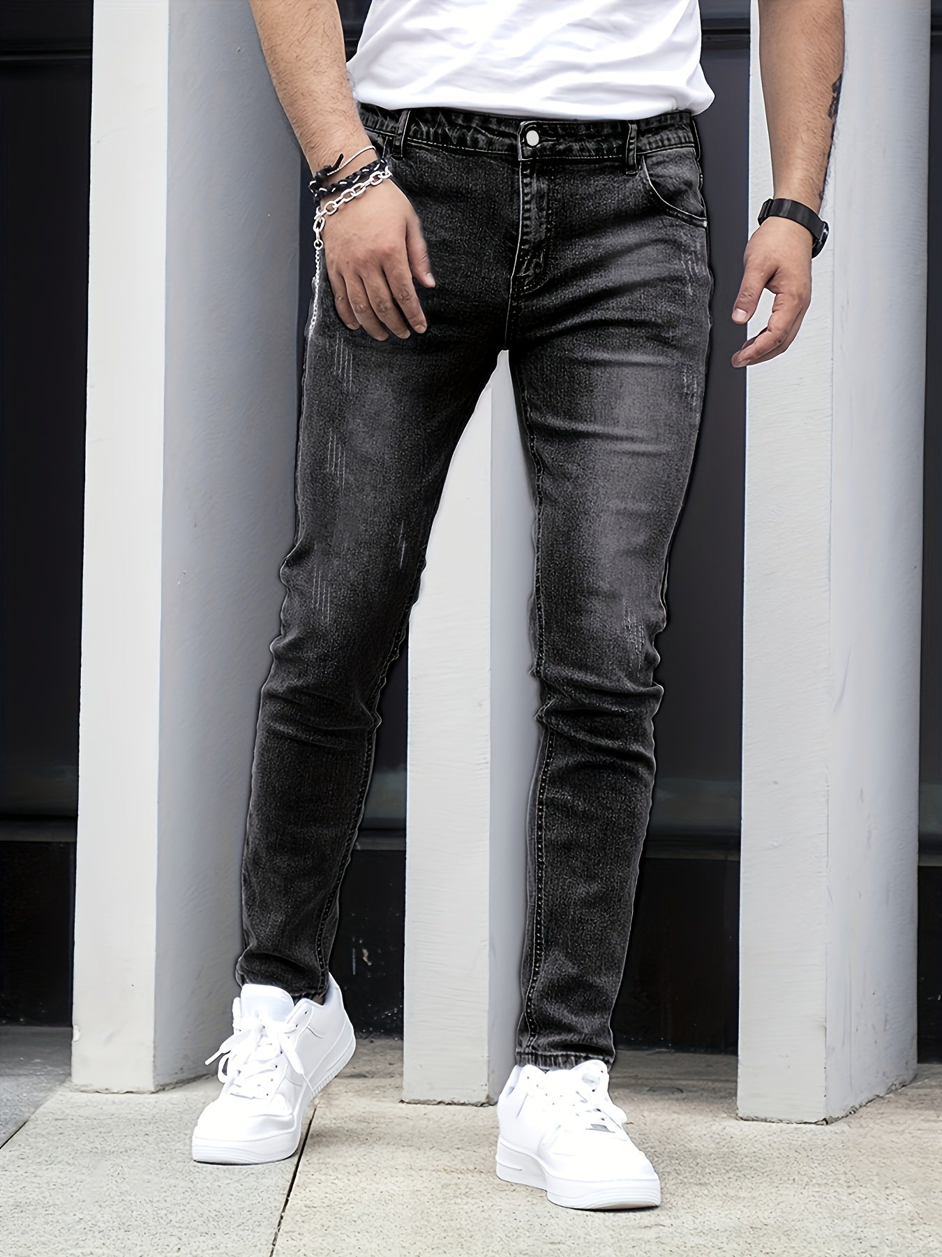 Men's Slim-Fit Stretch Denim - Button-Fly Skinny Jeans