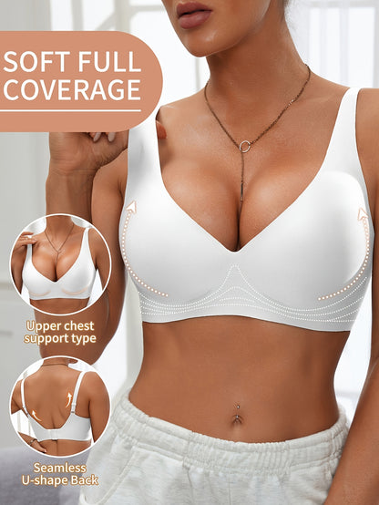 Full-Coverage Push-Up Bra - Wire-Free High Lift Non-Detachable Pad