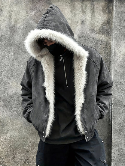 Hooded Warm Jacket with Fur Collar