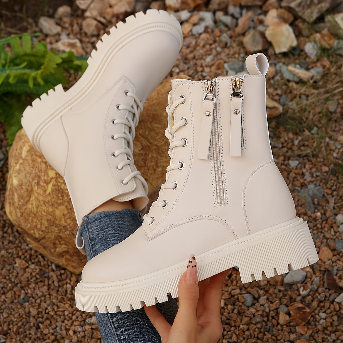 Women's Fashionable Casual Ankle Boots - Fleece-Lined Winter