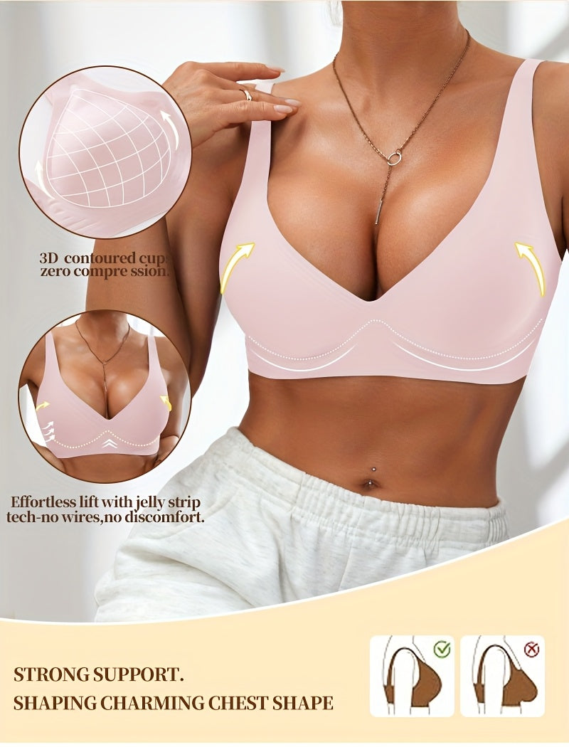 Full-Coverage Push-Up Bra - Wire-Free High Lift Non-Detachable Pad