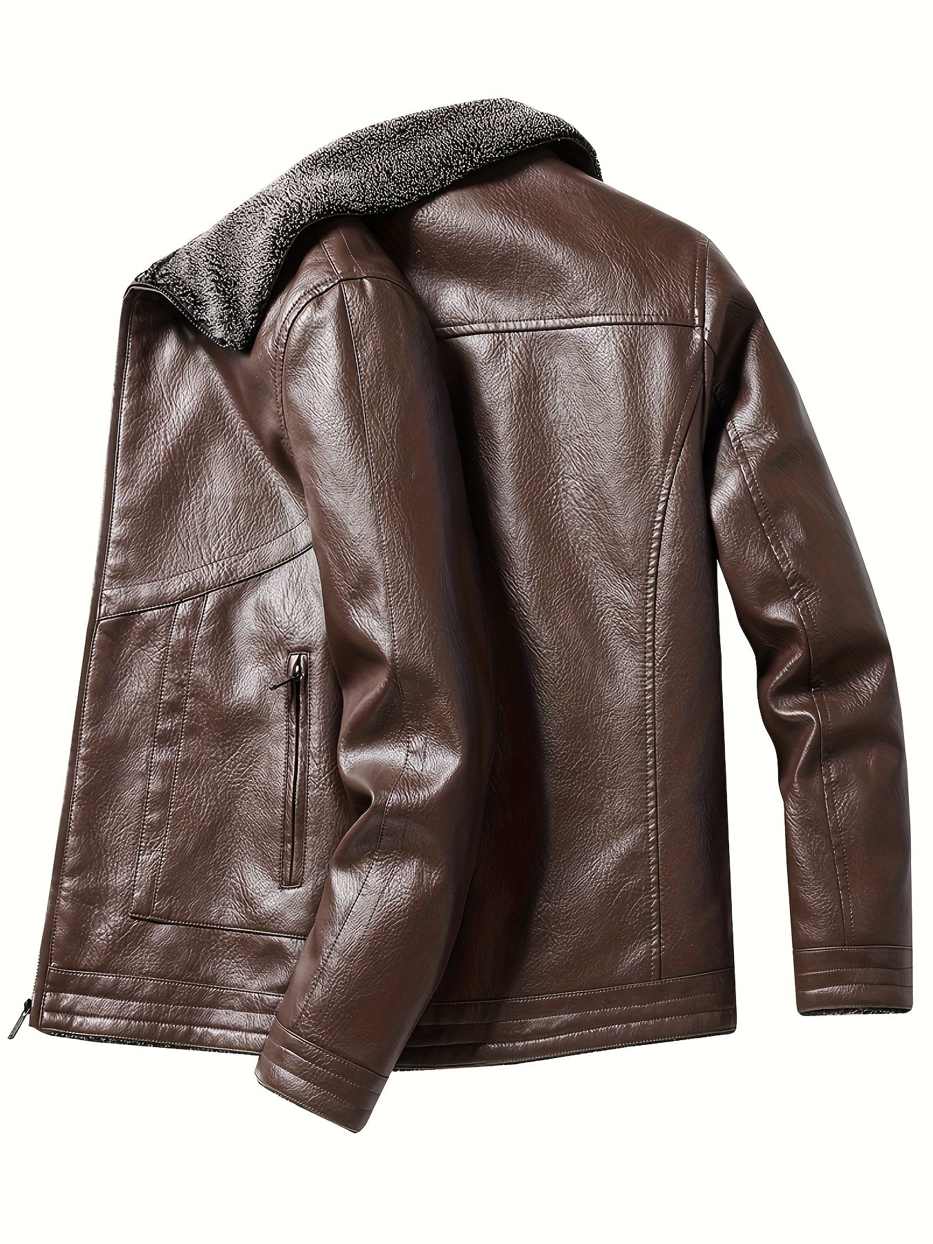 Men's Winter Thickened Bomber Jacket - Windproof Lapel PU