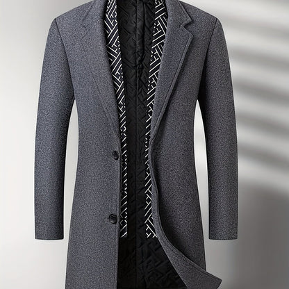 Men's Autumn Winter Thickened Tweed Jacket - Detachable Scarf