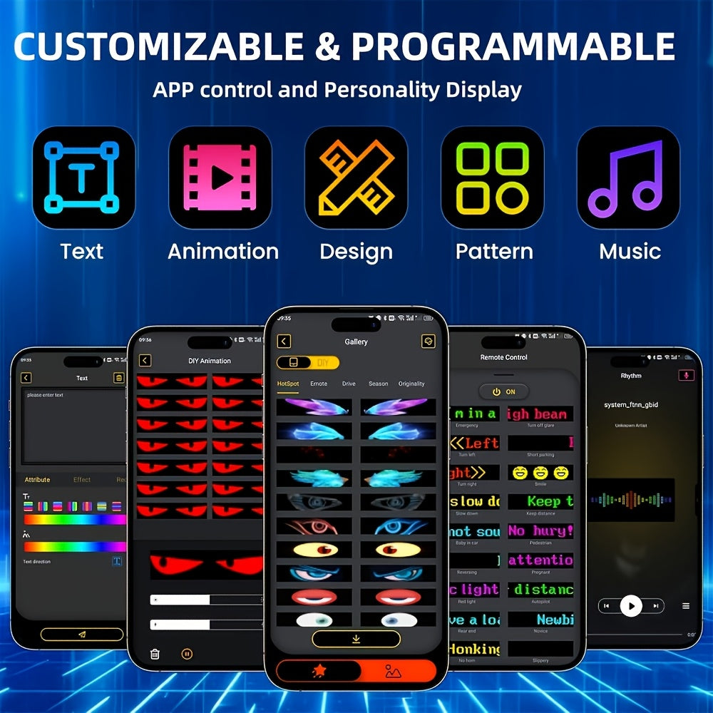 LiHangStar 2pcs Programmable LED Sign 59.5x12cm - USB App-Controlled