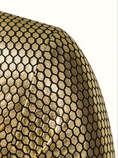 Men's 70s Disco Outfit - Diamond Foil Print Button-Up Shirt