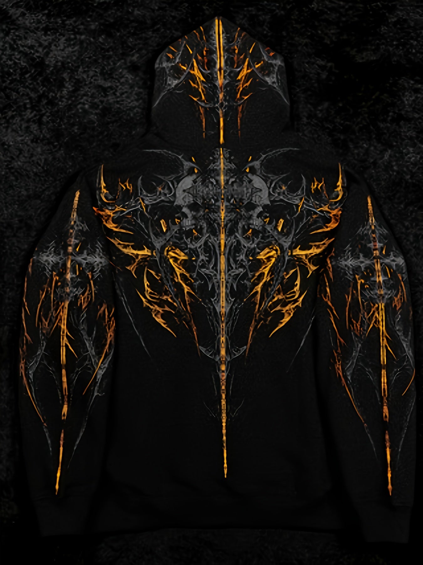 Men's Gothic Hoodie - Loose Fit Full-Zip with Pockets