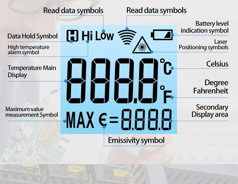ANENG TH202 Thermometer Hygrometer - Non-Contact -50-600°C LCD
