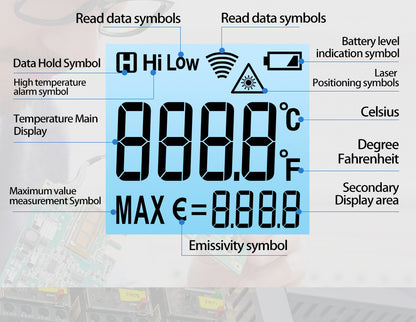 ANENG TH202 Thermometer Hygrometer - Non-Contact -50-600°C LCD