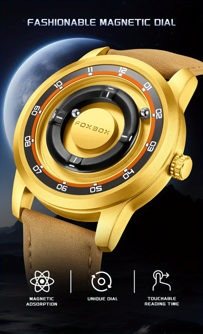 FOXBOX Men’s Fashion Watch – Unique Dial, Leather Strap, Quartz & Waterproof