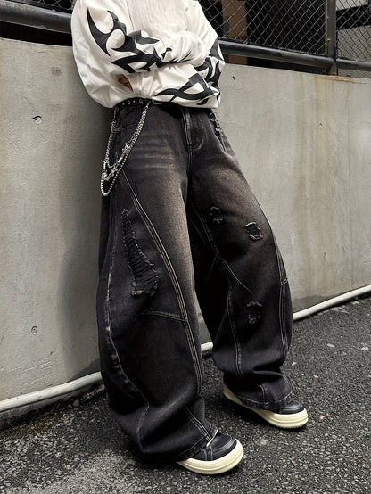 Men's Loose-Fit Y2K High-Street Jeans - Urban Streetwear