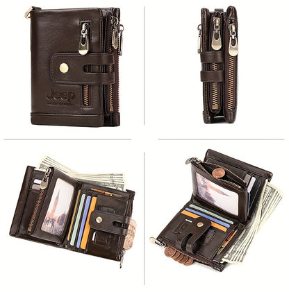 JEEP High Capacity Genuine Leather Wallet - RFID Protection Men
