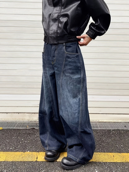 Men's Vintage Washed Distressed Denim - Loose Straight-Leg