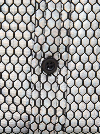 Men's 70s Disco Outfit - Diamond Foil Print Button-Up Shirt