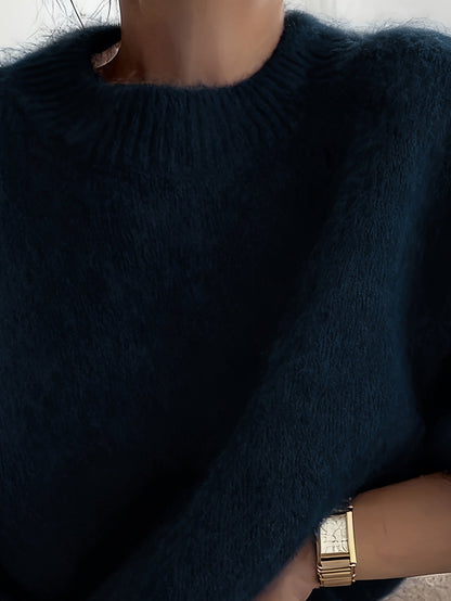 Women's Alpaca Sweater - Elegant Round Neck Winter Coat, Soft Warm Pure Color Blouses | High Elasticity for a Flattering Fit | Solid Color Sweaters for Dresses, Skirts & Pants Toppings | Hand Wash/Dry Clean (Autumn/Winter War