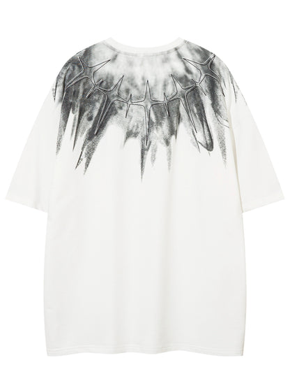 Relaxed T-Shirt - Geometric Print Cotton Blend