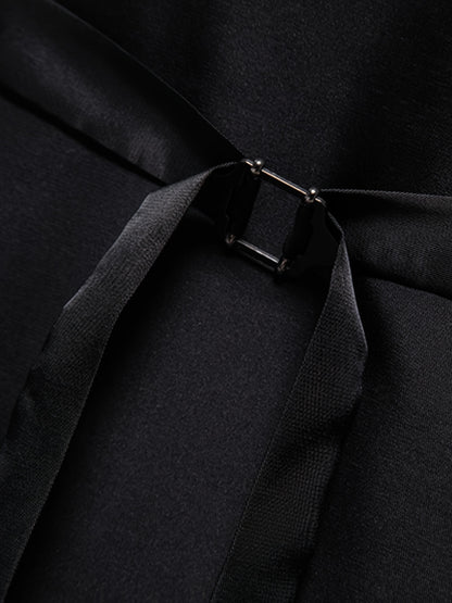 Men's Herringbone Tweed Vest - Single-Breasted Chain Detail Brown