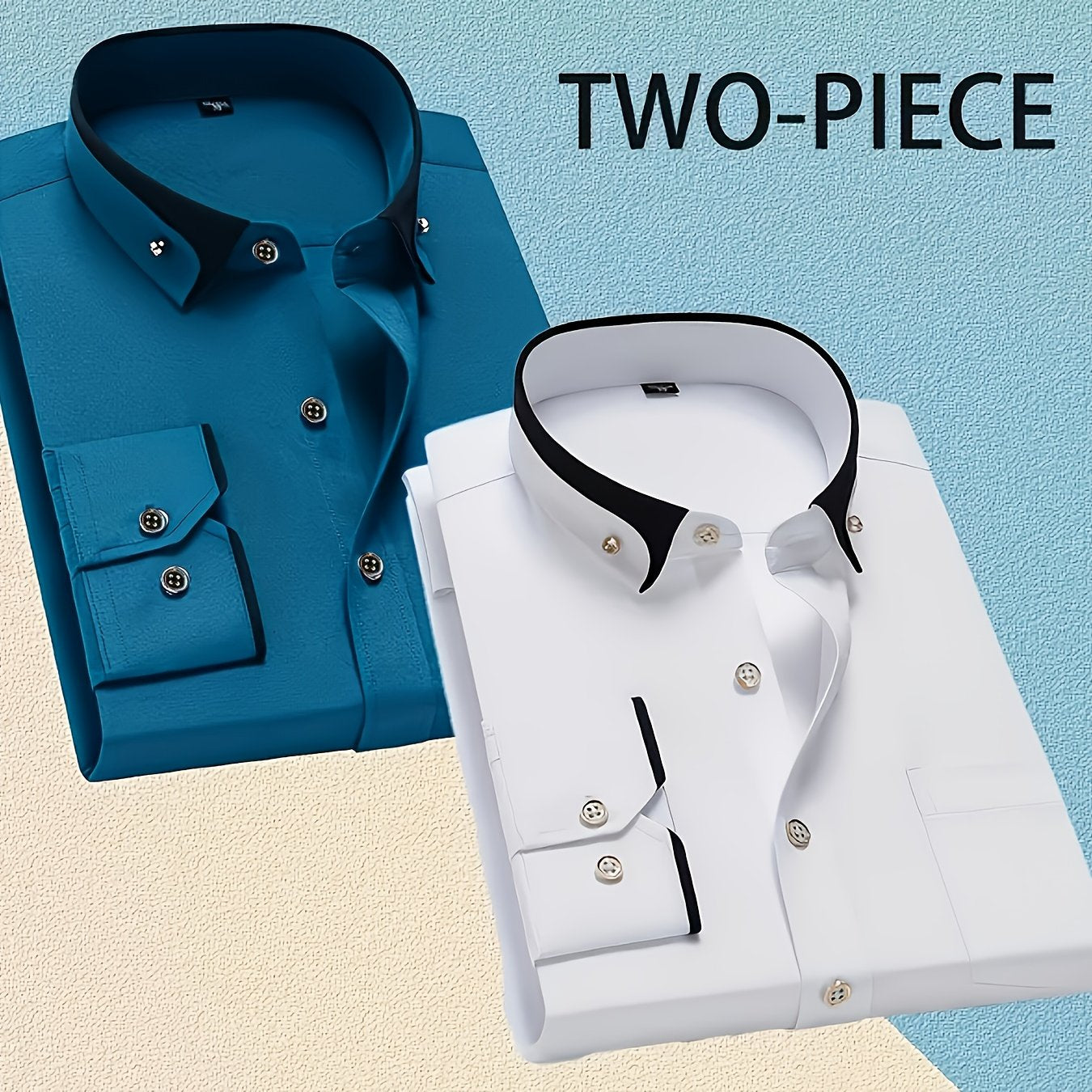 1+1 Men's Double Lapel Long Sleeve Shirt - Fashion Business Casual