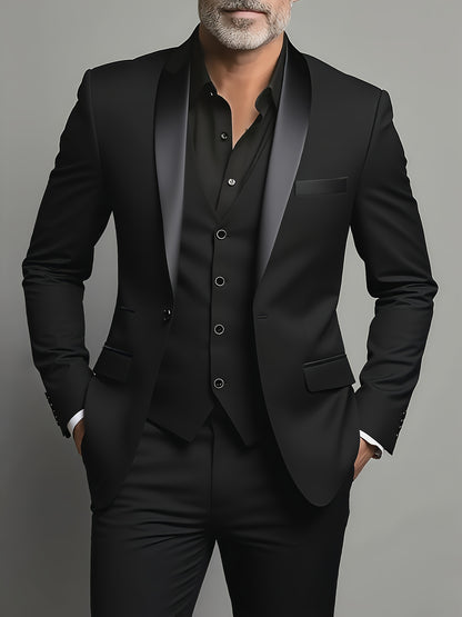 Men's 3pcs Suit Set - Blazer Vest Pants Elegant