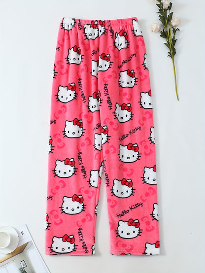 Hello Kitty Women's Flannel Sleep Pants - Thick Warm Winter