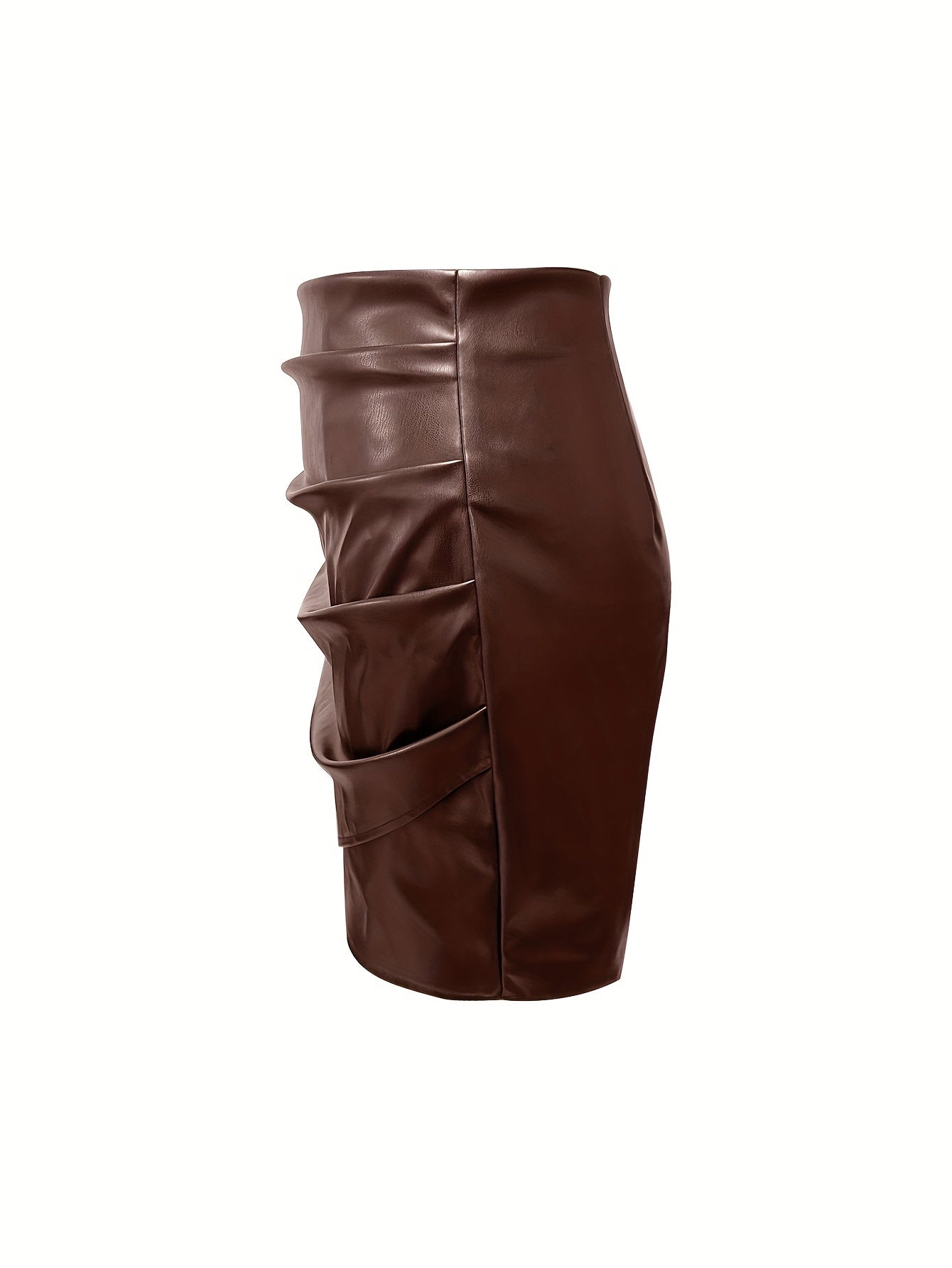 Women's Elegant PU Leather Skirt - Solid Color Half Skirt