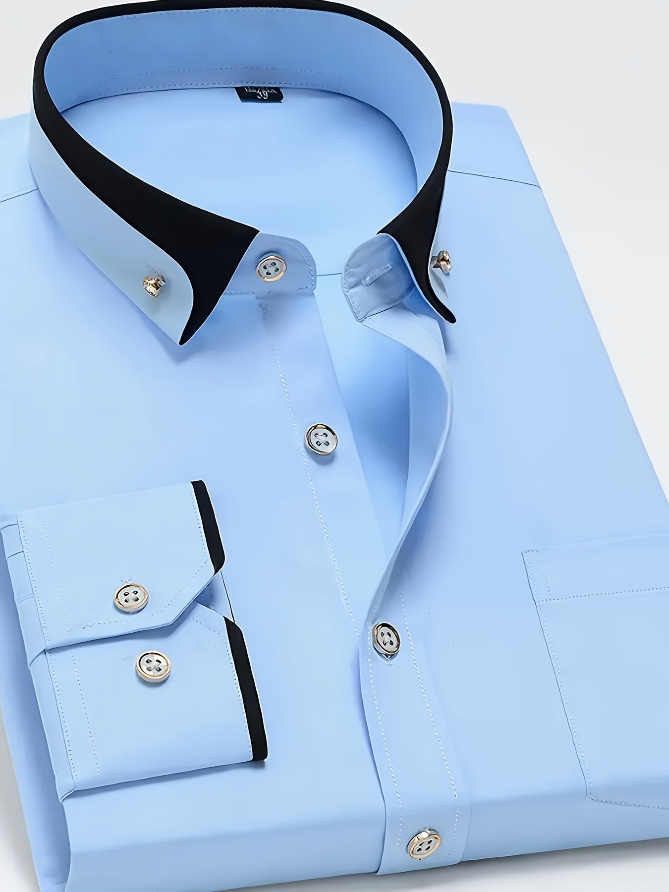 1+1 Men's Double Lapel Long Sleeve Shirt - Fashion Business Casual