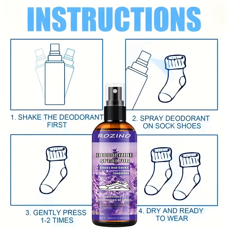ROZINO Lavender Foot Deodorizer & Shoe Odor Remover Spray