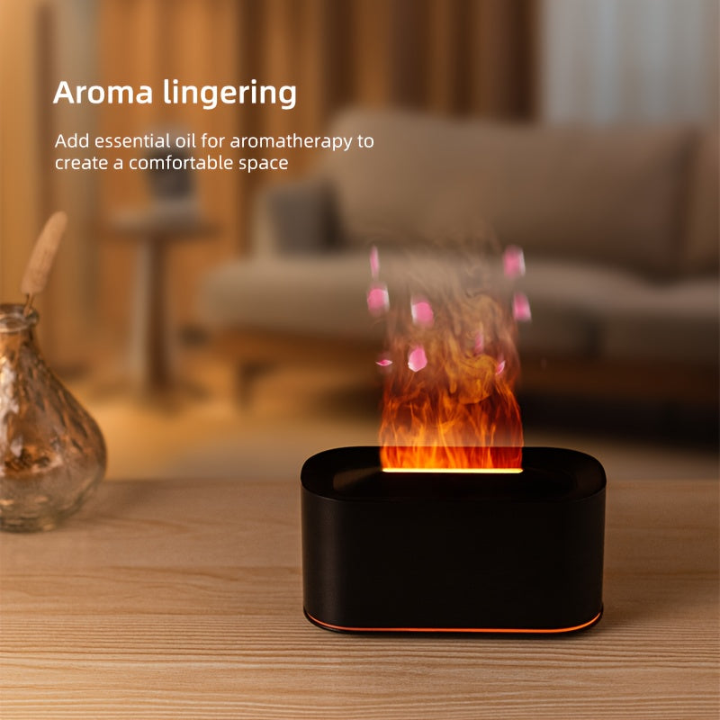 USB Flame Aroma Diffuser - Essential Oil Humidifier with Nightlight