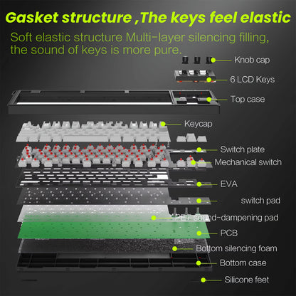 MRSVI 78-Key Mechanical Gaming Keyboard - 6 LCD Programmable Keys RGB