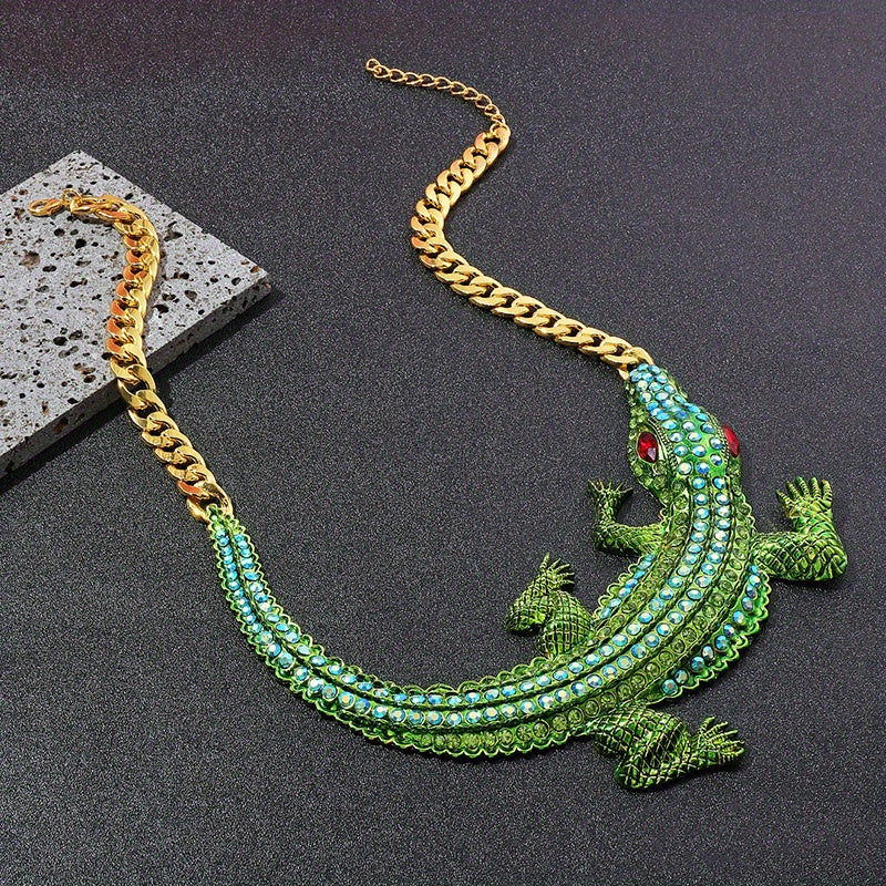 Exaggerated Large Crocodile Necklace